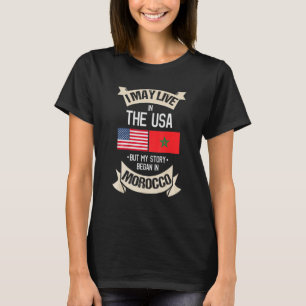 Camiseta Bandeira marroquina dos EUA Posso viver nos EUA Mi