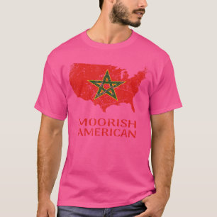 Camiseta Bandeira Marroquina Mourisca Americana Retro Orgul