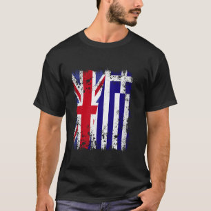 Camiseta Bandeira meia UK Grécia Bandeira Britânica Grega H