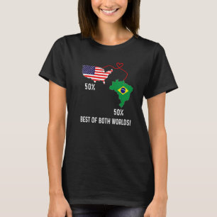 Camiseta Bandeira meio brasileira meio americana combinada