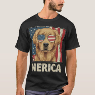 Camiseta Bandeira 'Merica do Golden Retriever Vintage