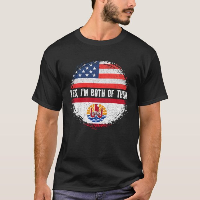 Camiseta Bandeira Metade Americana da Polinésia Francesa (Frente)