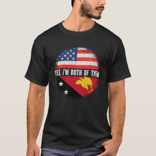 Camiseta Bandeira Metade Americana de Papua Nova Guiné EUA