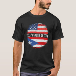 Camiseta Bandeira Metade Americana de Porto Rico EUA