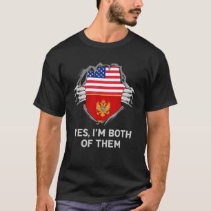 Camiseta Bandeira Metade Americana do Montenegro EUA