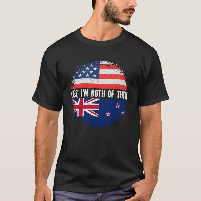 Camiseta Bandeira Metade Americana do Novo Zealander EUA (Frente)