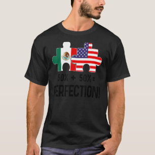 Camiseta Bandeira metade americana metade mexicana Mapa com