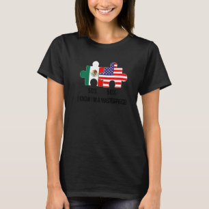 Camiseta Bandeira metade americana metade mexicana Mapa com