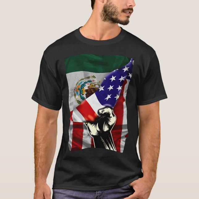 Camiseta Bandeira Metade Americana ROOTS USA Flag México D (Frente)