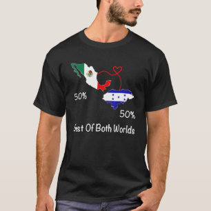 Camiseta Bandeira metade mexicana metade hondurenha Mapa Mé