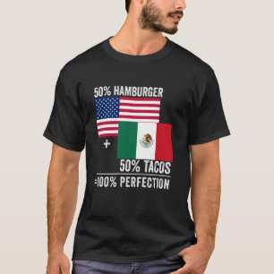 Camiseta Bandeira Mexicana Americana Amor Orgulhoso Metade 