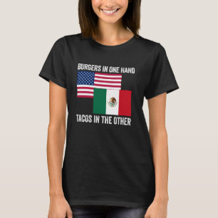 Camiseta Bandeira Mexicana Americana Amor Orgulhoso Metade 