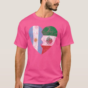 Camiseta Bandeira Mexicana Argentina Heart Argentina México