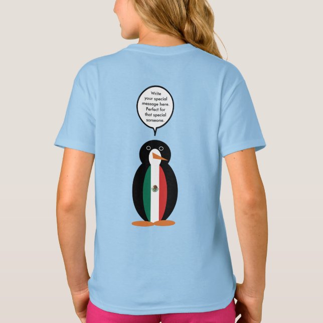 Camiseta Bandeira Mexicana Falando Meninas Penguin (Verso)