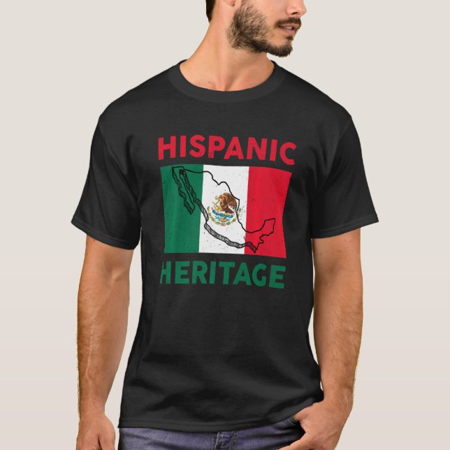 Camiseta Bandeira mexicana Patrimônio Hispânico Mês do Orgu (Frente)