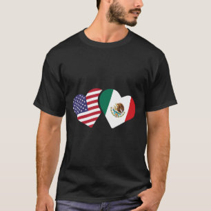 Camiseta Bandeira México EUA Coração Amor Mexicano
