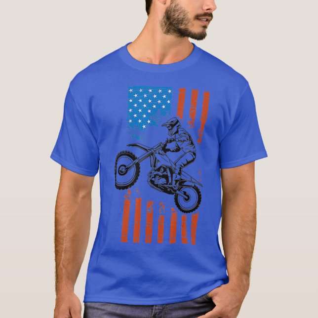 Camiseta Bandeira Motocross-americana de bicicleta de dieta (Frente)