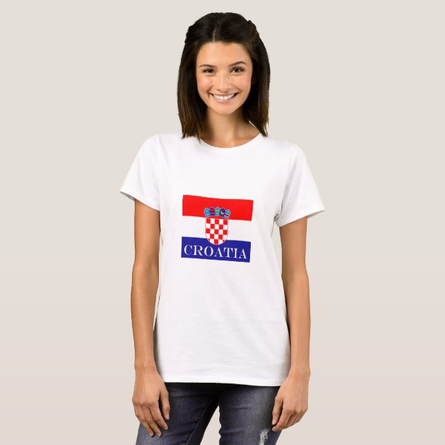 Camiseta Bandeira nacional da Croácia Zastava Hrvatske (Frente Completa)