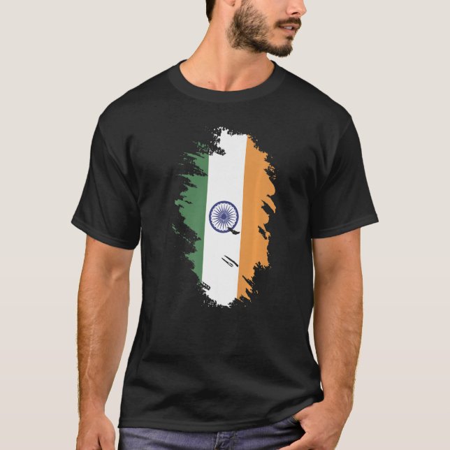 Camiseta Bandeira Nacional da Índia para homens e mulheres  (Frente)