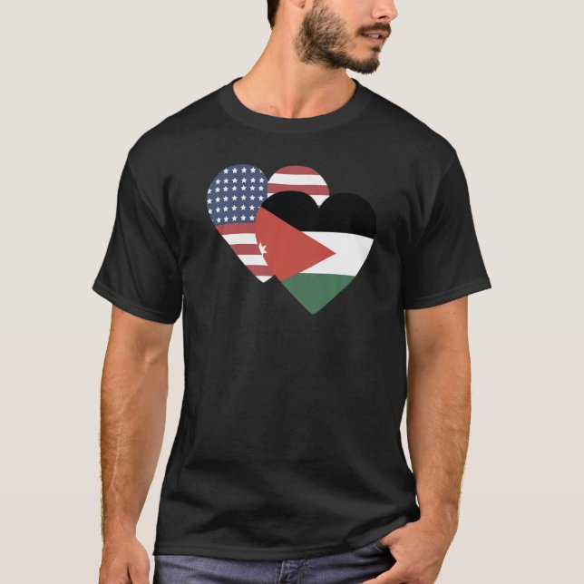 Camiseta Bandeira Nacional da Jordânia souvenir para homens (Frente)
