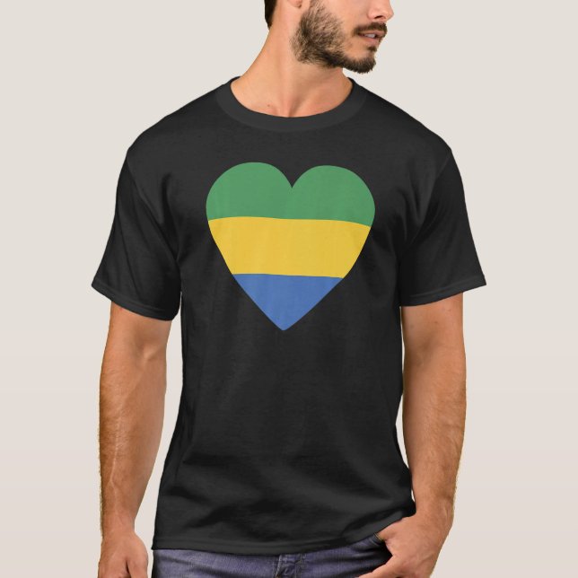 Camiseta Bandeira Nacional do Gabão para homens 2 (Frente)