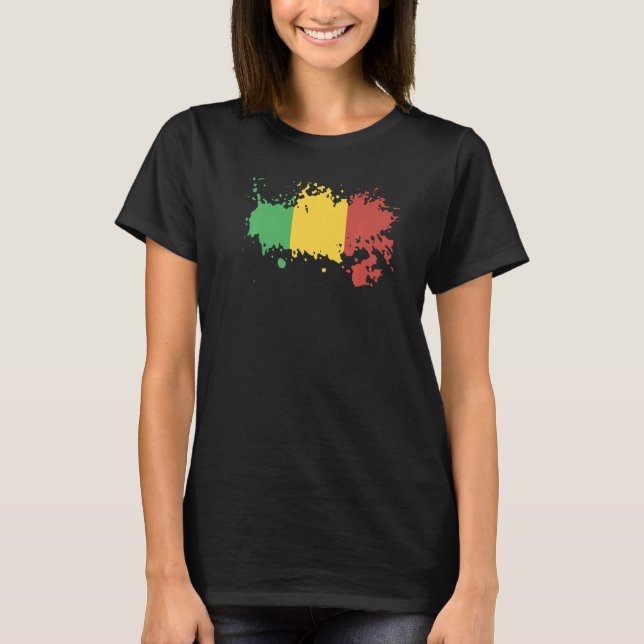 Camiseta Bandeira Nacional do Mali para mulheres masculinas (Frente)