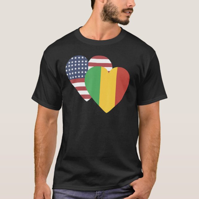 Camiseta Bandeira Nacional do Mali para mulheres masculinas (Frente)