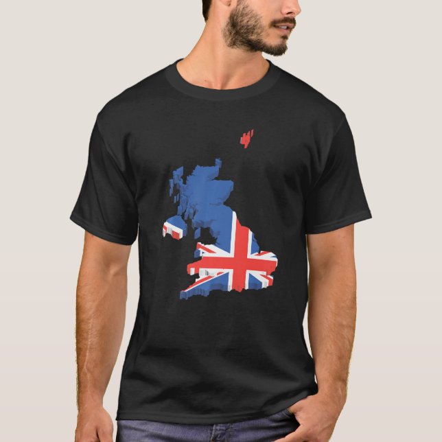 Camiseta Bandeira nacional do souvenir britânico para homen (Frente)