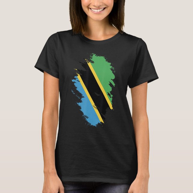 Camiseta Bandeira Nacional do souvenir da Tanzânia para hom (Frente)