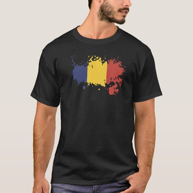 Camiseta Bandeira nacional do souvenir romeno para homens e (Frente)