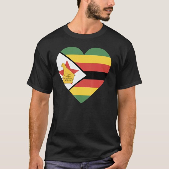 Camiseta Bandeira Nacional do Zimbabué, souvenir para homen (Frente)