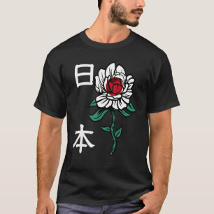 Camiseta Bandeira Nacional Japonês Suporte Rosa Flor K