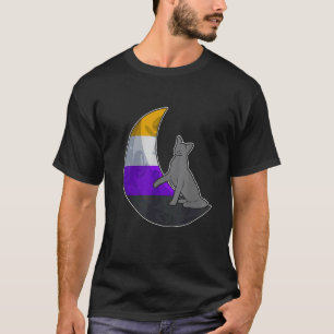 Camiseta Bandeira Não-Binária da Lua Gato Espaço Seguro LGB