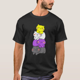 Camiseta Bandeira Não Binária de Gatos Dia do Orgulho Agêne