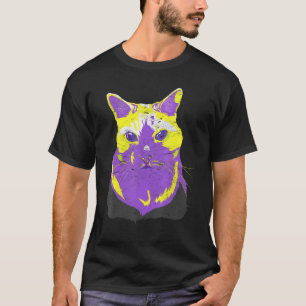 Camiseta Bandeira Não Binária Gato Queer Lgbtq Mês do Orgul