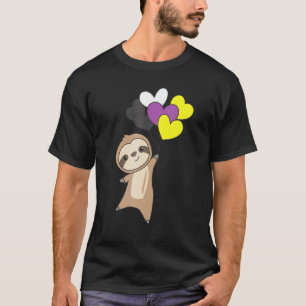 Camiseta Bandeira Não Binária Orgulho Lgbtq Balão Coração P