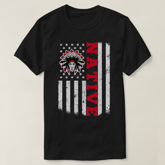 Camiseta Bandeira Nativa Americana para Americanos nativos  (Frente do Design)