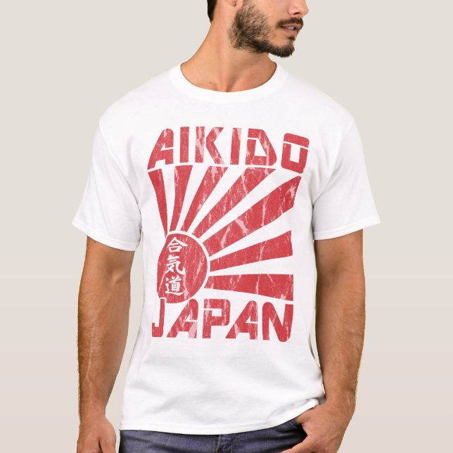 Camiseta Bandeira Naval de Aikido Japão - Tramita-T (Frente)