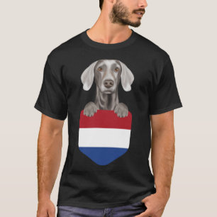 Camiseta Bandeira Neerlandesa De Weimaraner Cão Em Pocket