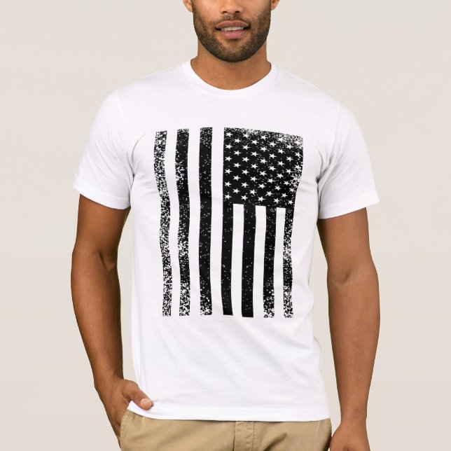 Camiseta Bandeira Negra e Branca Americana (Frente)