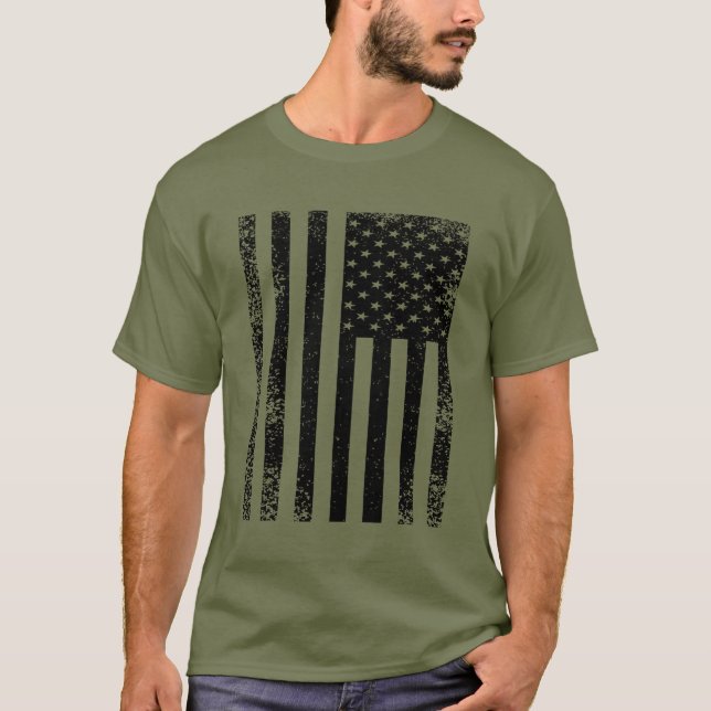 Camiseta Bandeira Negra e Branca Americana (Frente)