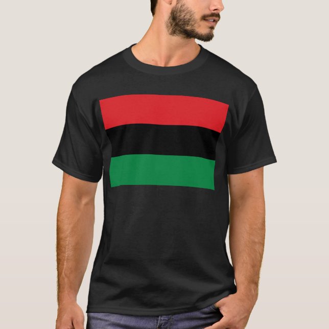 Camiseta Bandeira Negra Vermelha e Verde Pan-Africana da UN (Frente)