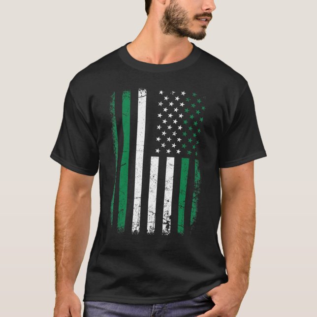 Camiseta Bandeira nigeriana-americana Rota nigeriana Nigéri (Frente)