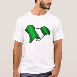 Camiseta Bandeira nigeriana ondulada para admiradores de