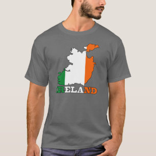 Camiseta Bandeira no mapa de Ireland