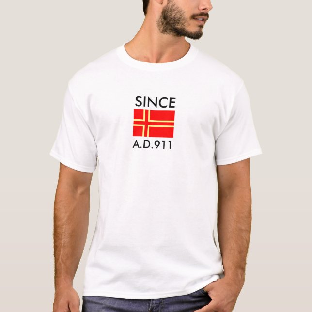 Camiseta “Bandeira normanda santo-Olaf” “SINCE A.D.911 " (Frente)