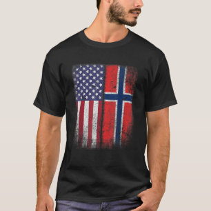 Camiseta Bandeira Norueguesa-Americana Noruega Usa Norge Gi