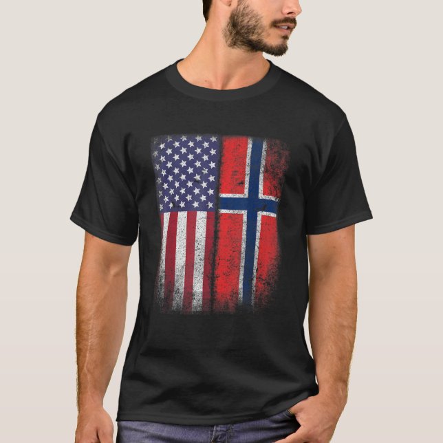 Camiseta Bandeira Norueguesa-Americana Noruega Usa Norge Gi (Frente)