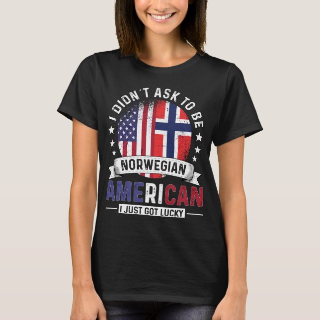 Camiseta Bandeira Norueguesa Americana Orgulho Noruega Band (Frente)
