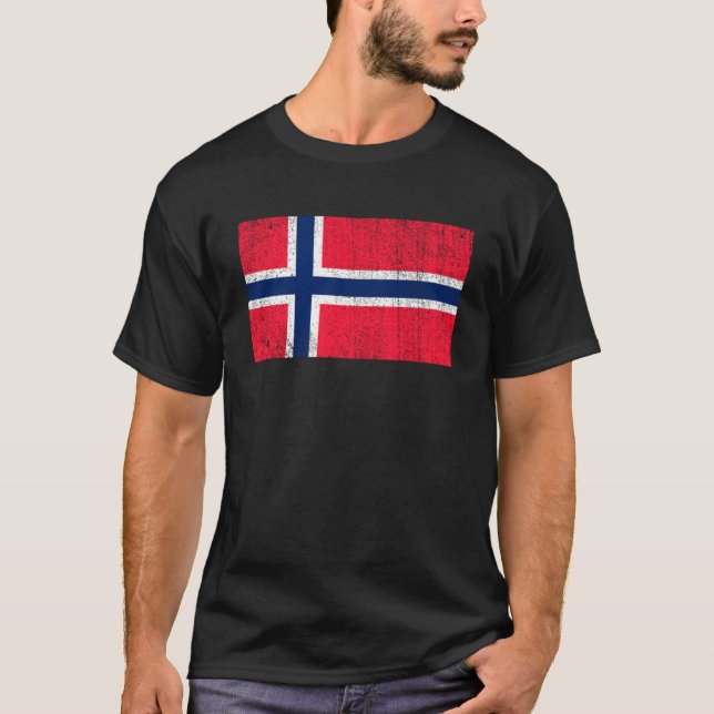Camiseta Bandeira Norueguesa - Bandeira Da Noruega - Vinta (Frente)